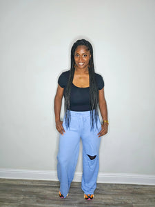 Jogger Pants with Pockets-Blue