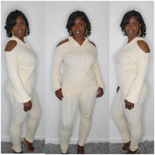 Load image into Gallery viewer, Heather Cable Knit Set-Cream